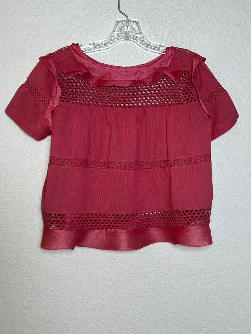 *FIRM PRICE* Isabel Marant Crocheted Lace and Ruffle Blouse - Picture 3 of 12